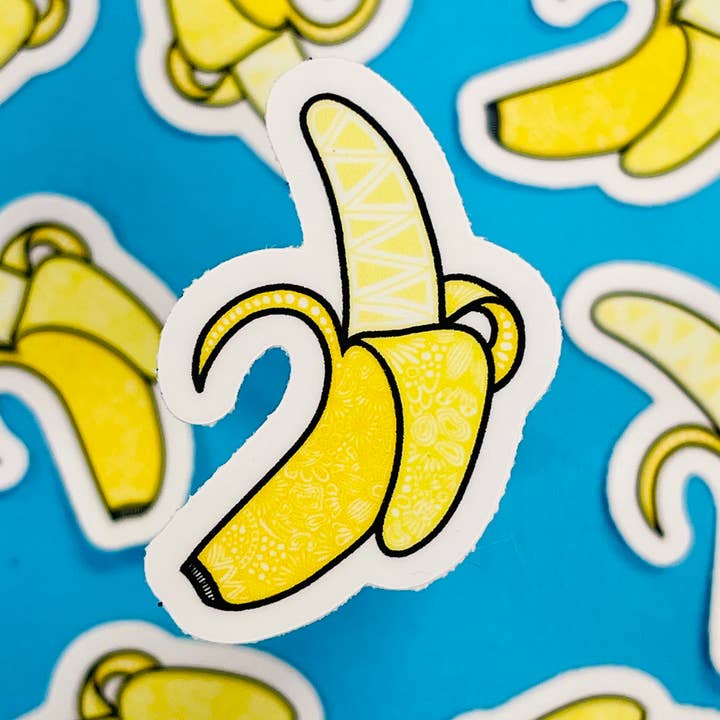 Mini Banana Sticker (WATERPROOF) for wholesale by Zenspire Designs