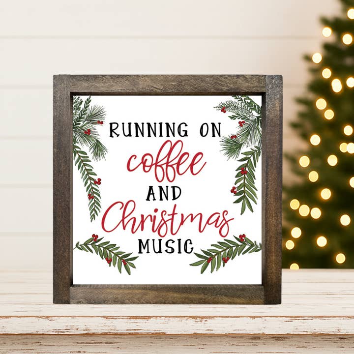 Buckeye Craft Co. – Sinal por atacado – Placa emoldurada "Café & Música de Natal" SKU: 44670