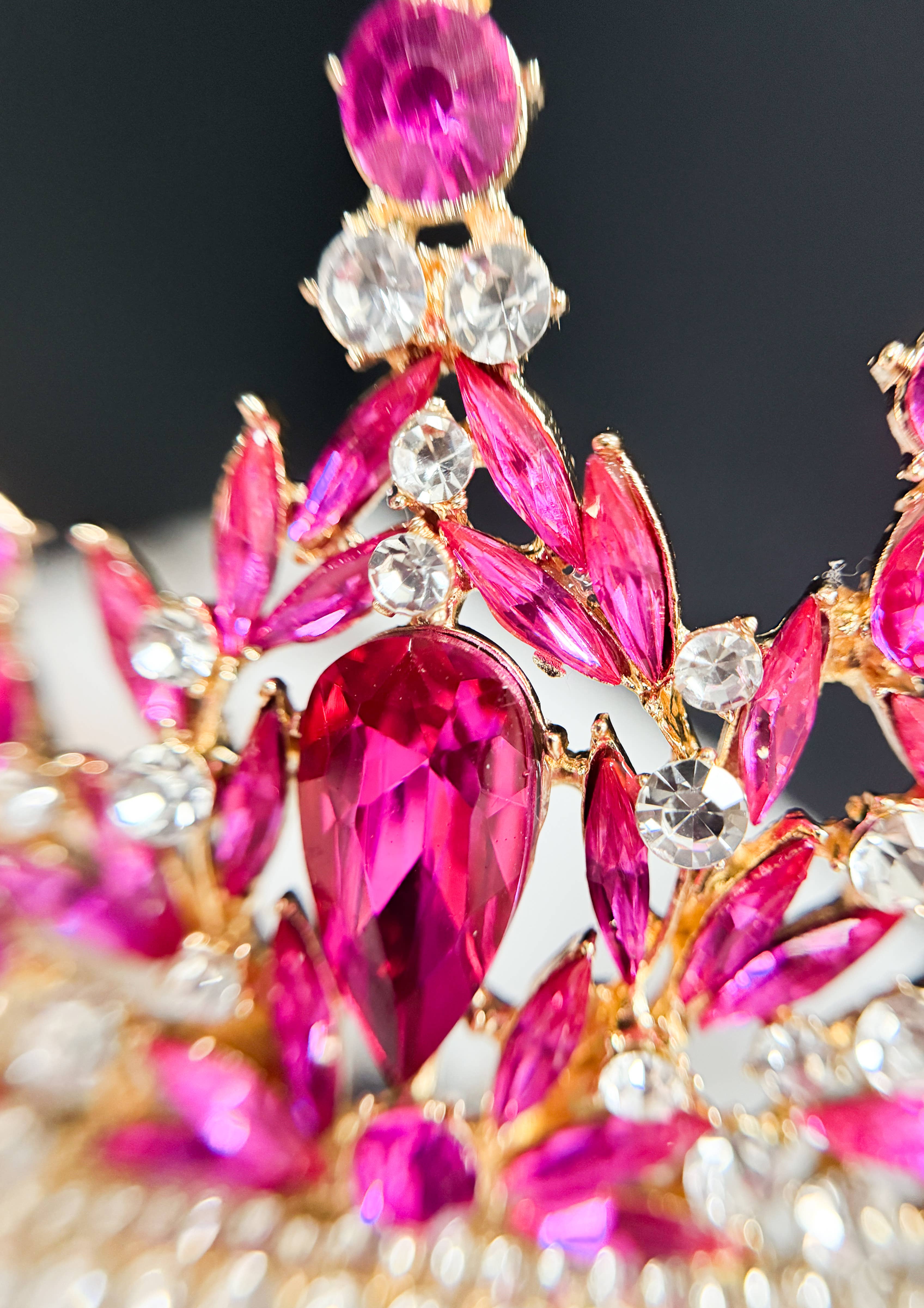 Happy Dream Gifts - Wholesale Tiara - Women's - Fuchsia Gemstone Crown, Gold Crystal Tiara, Homecoming Prom 6