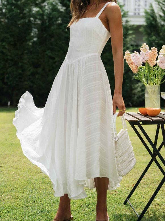 White Strappy Fit & Flare Dress for wholesale on Faire