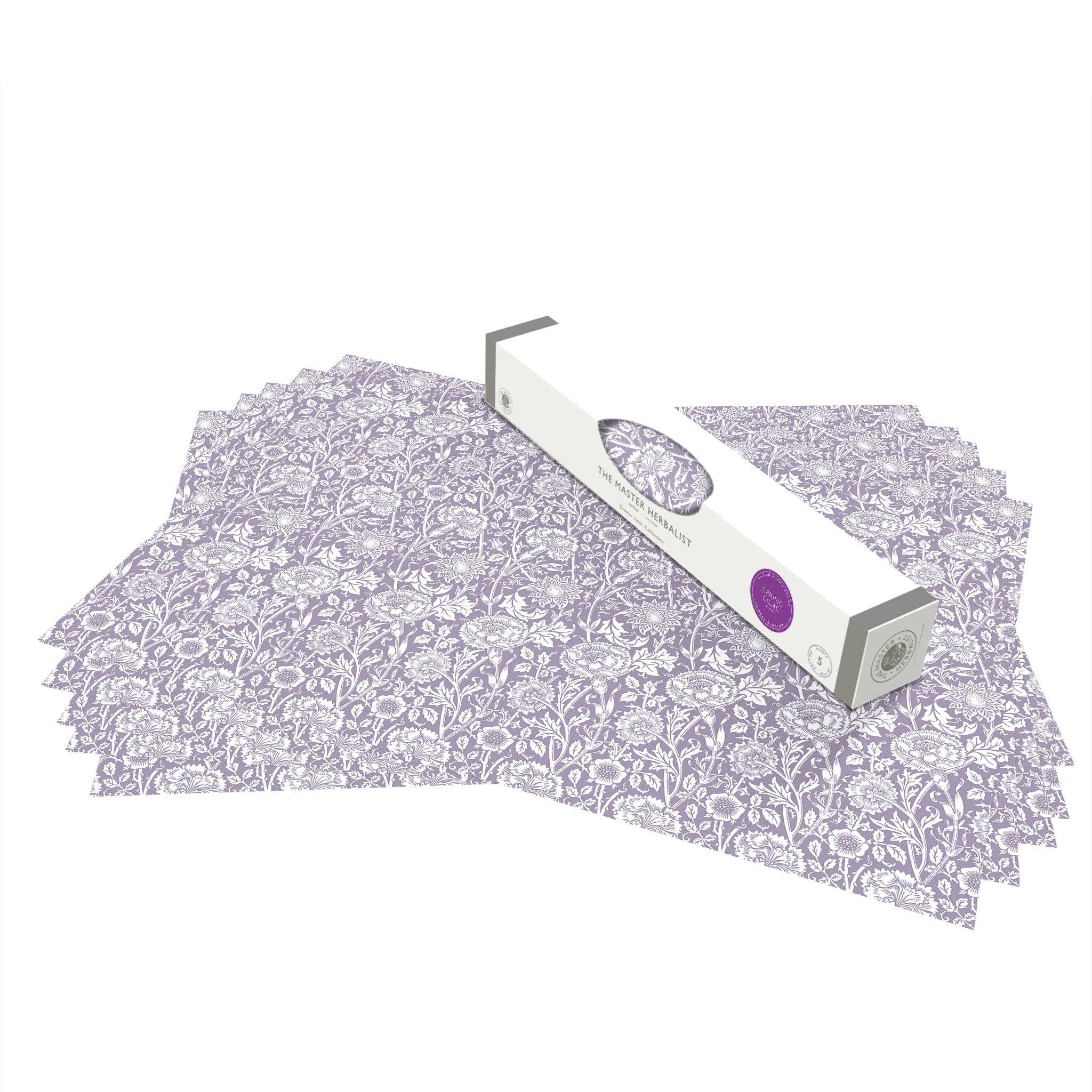 The Master Herbalist - Wholesale Drawer Liner - LILAC fragrance SCENTED Drawer Liners in PURPLE William Morris Design1