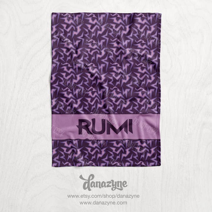 Personalized KPOP Demon Hunter Huntr/X - Patterns Dark - Inspired Blanket - Repeating Pattern Name Block Style Plush Minky Blanket for wholesale by Danazyne