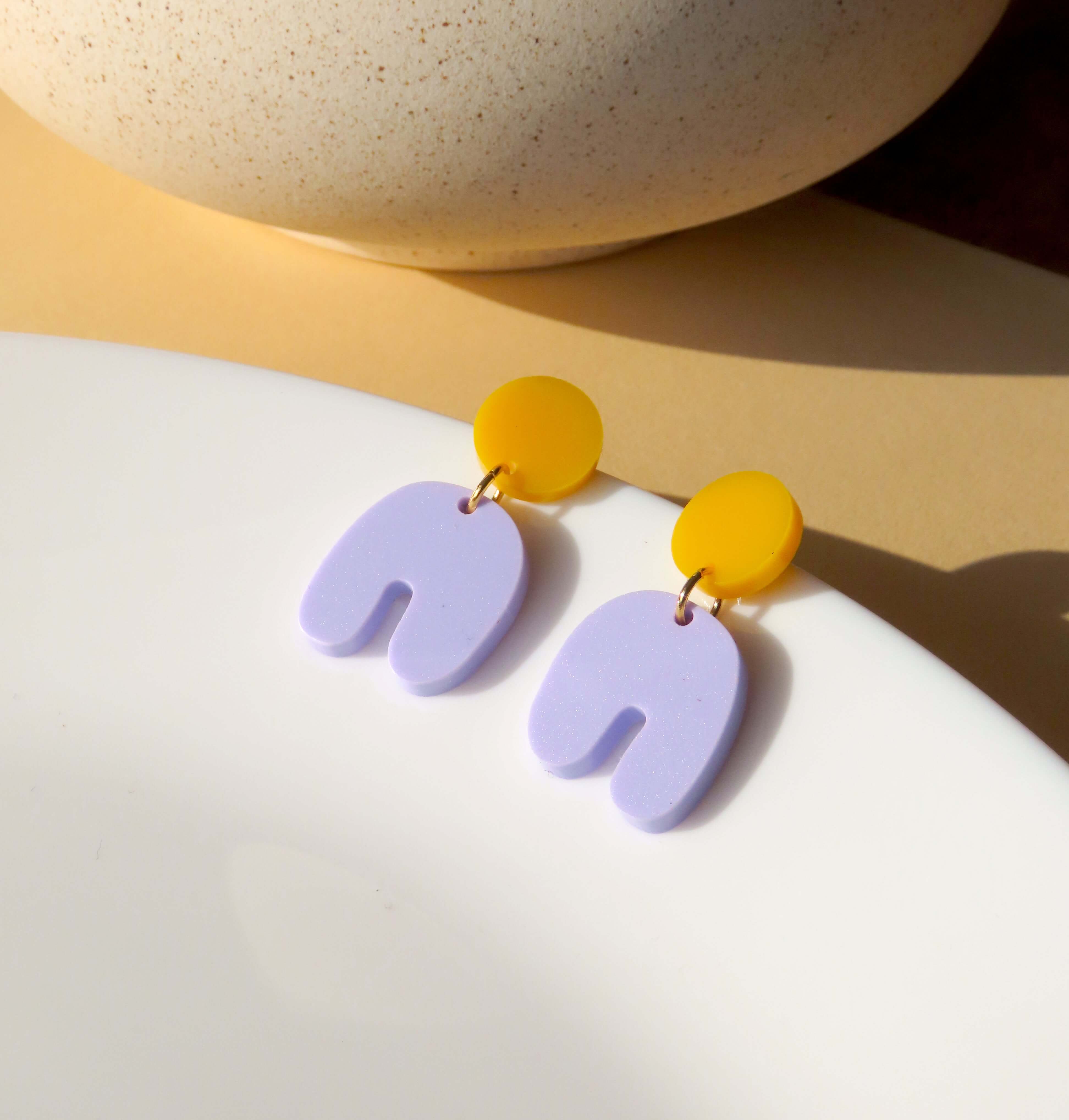 Niemalsmehrohne - Wholesale Dangle Earrings - Golden Yellow Lilac Squishy Arch Bow Earrings2