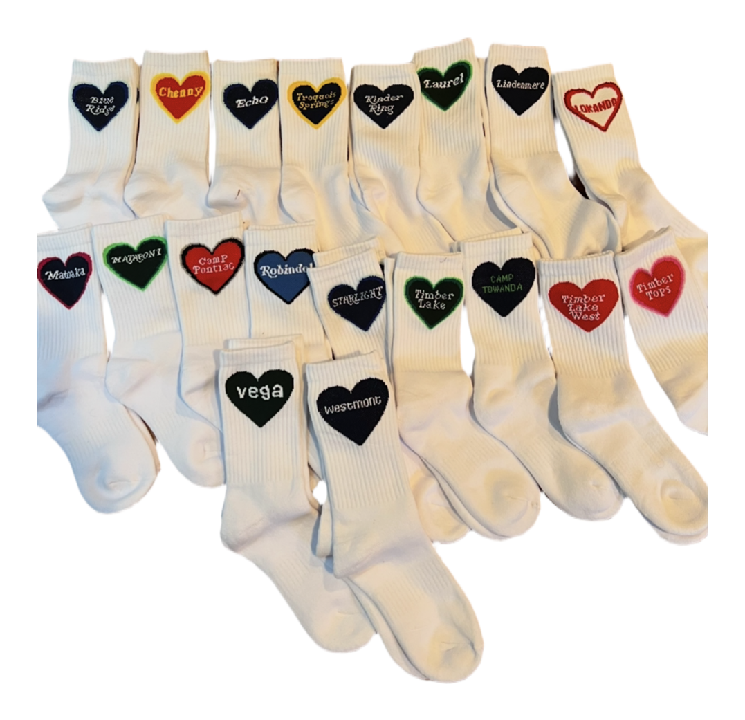 lil darlings inc - Wholesale Socks - Kids - Embroidered heart camp name socks 0