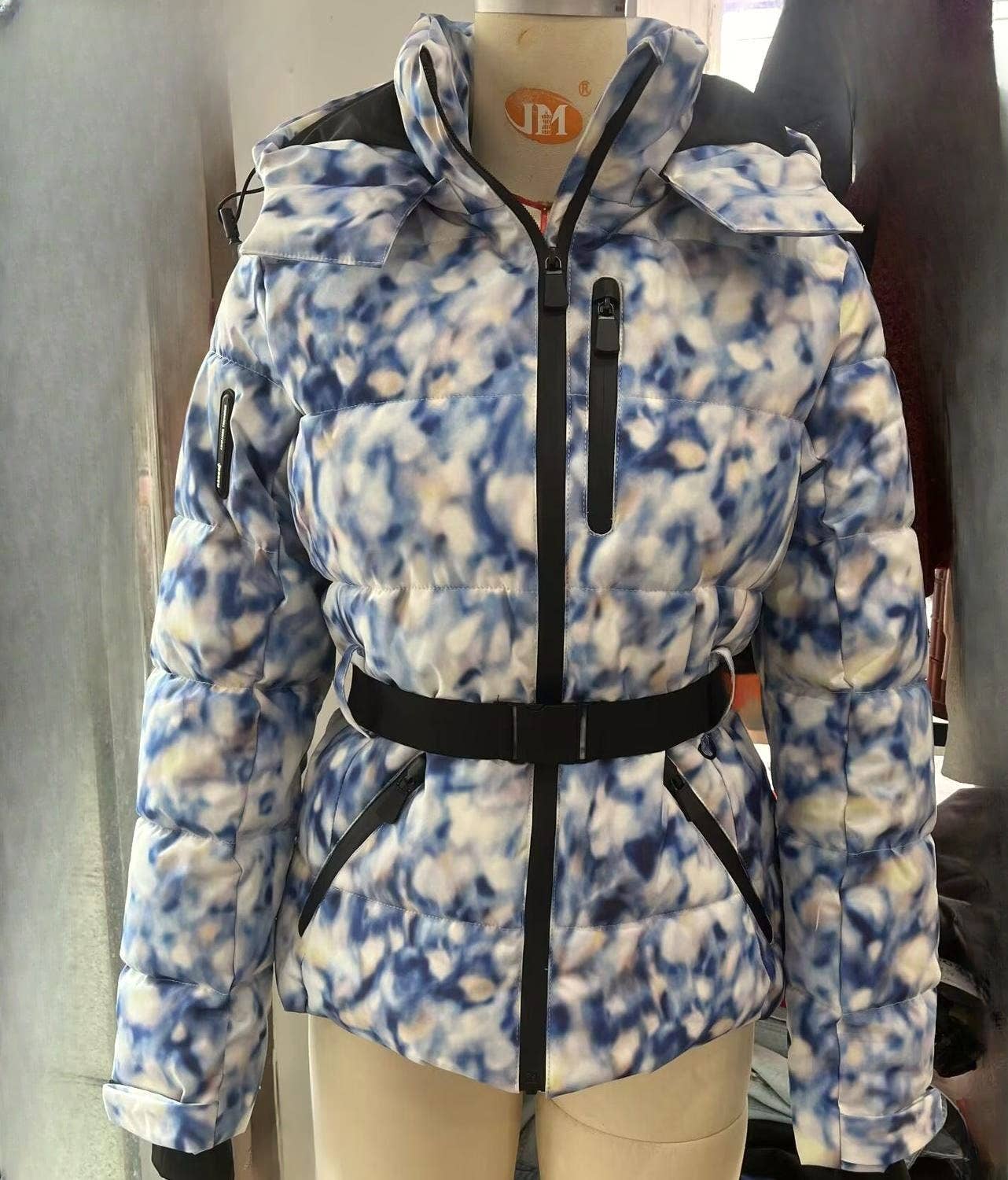 Rosa Clothing - Wholesale Coat - Women's - Printed belt hooded ski padded quilted jacket coat6