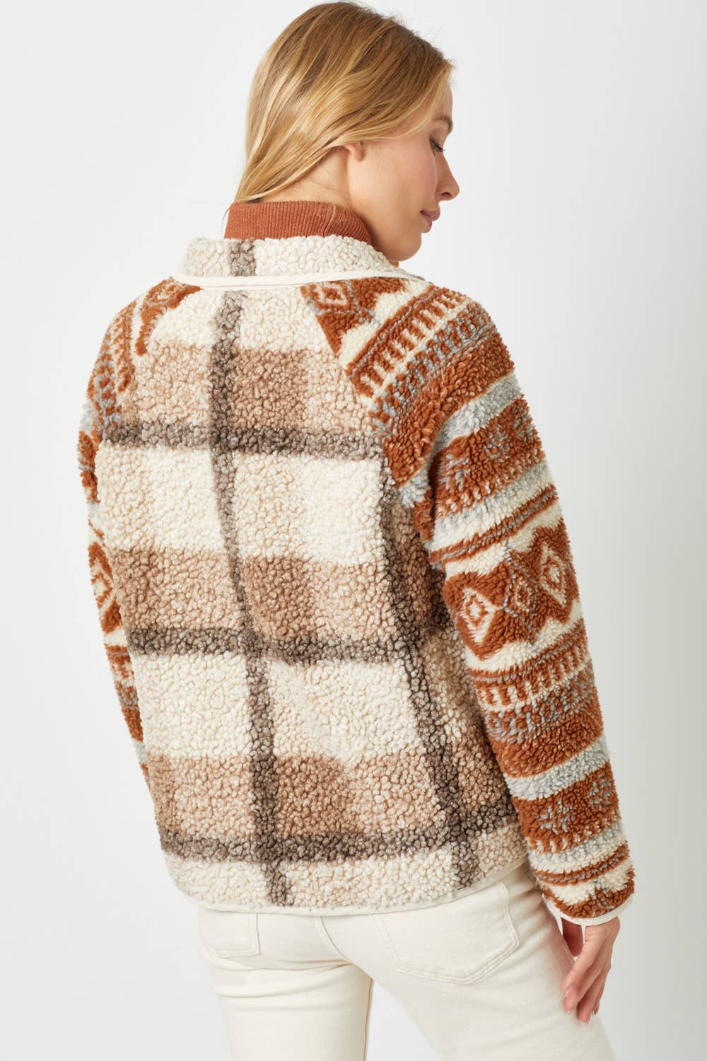 Mystree - Vendita all'ingrosso Felpa in pile - Donna - 60305 Giacca in pile con stampa mista3