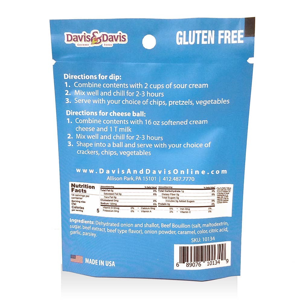 Davis & Davis Gourmet Foods - Wholesale Dip - French Onion Dip Mix1