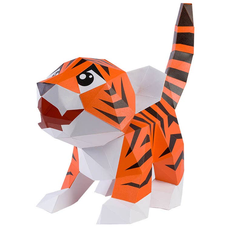 PAPERCRAFT WORLD - Vente Kit de bricolage - Modèle origami à double usage Baby Tiger, lampe animalière12