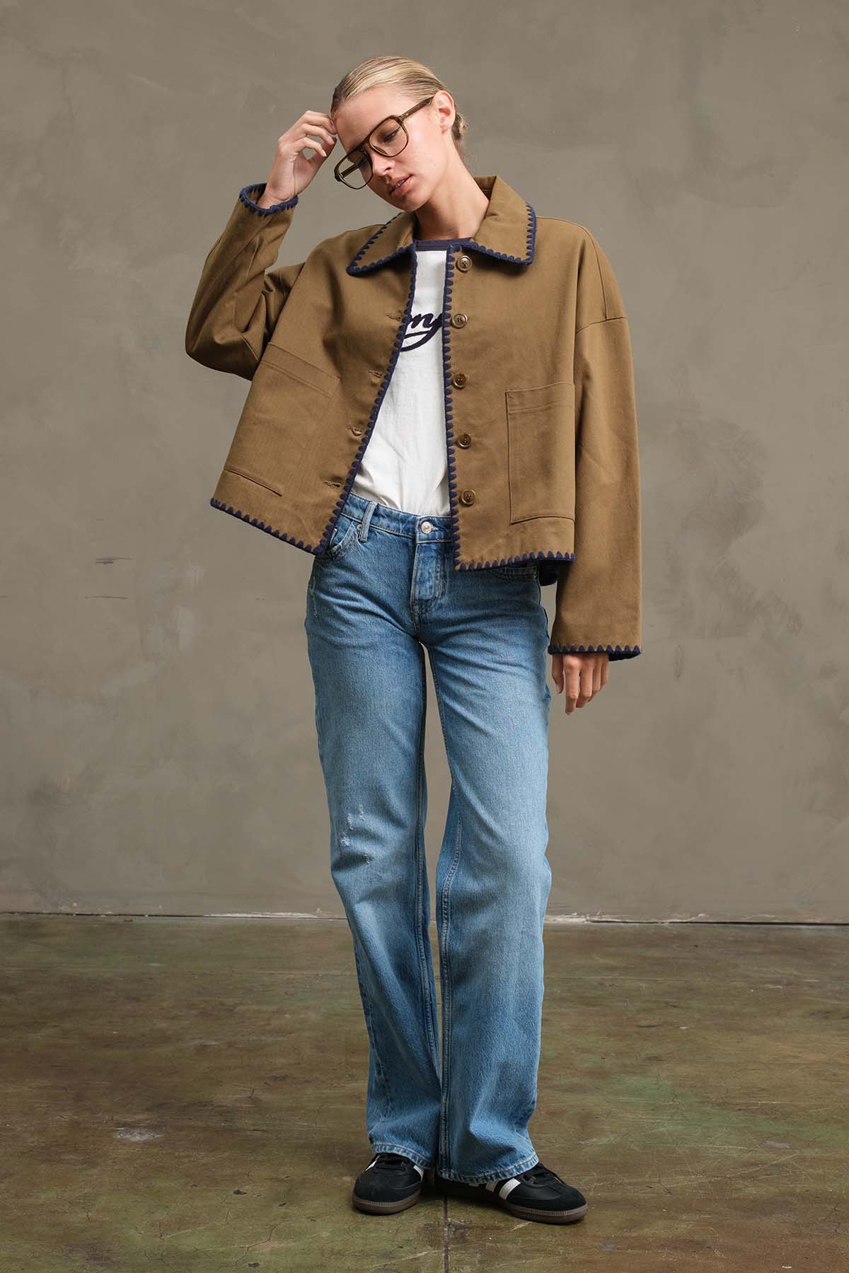 OLIVE Collar Jacket with Contrast Stitching - RJ1044 for wholesale on Faire5