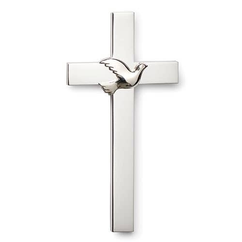 Silver Confirmation Cross with Dove for wholesale by Roman