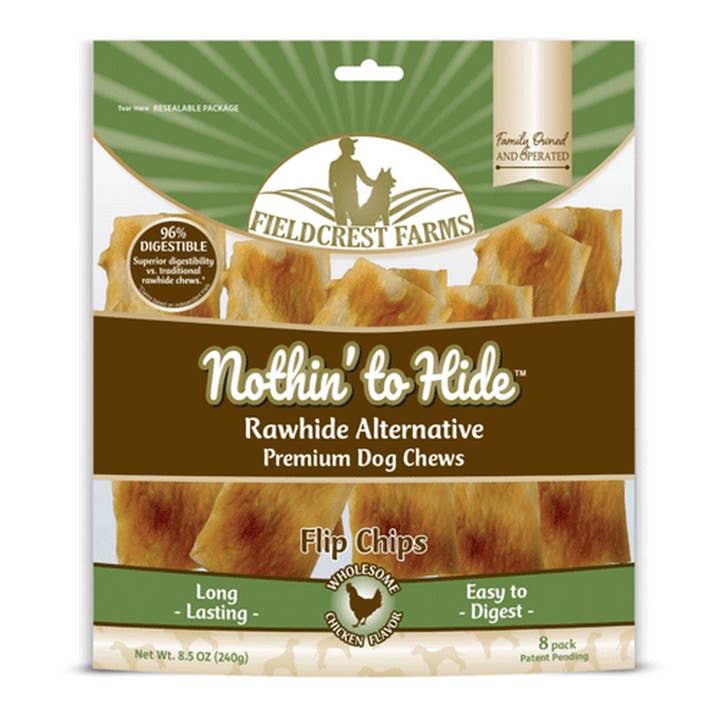King Wholesale Pet Goods - Wholesale Pet Treats - Dog - Fieldcrest Farms Nothin' To Hide Flip Chips Chicken 8pk