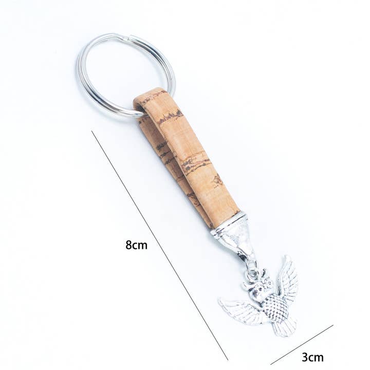 cork with pendant Simple style handmade keychain I-013-MIX-10 for wholesale by Meninas Bonitas Cork