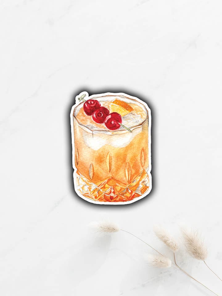 Wisconsin Old Fashioned Cocktail Sticker for wholesale by Tammy Speed Design