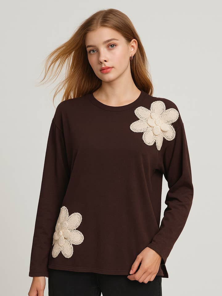 MAGLIONE IN MAGLIA MORBIDA CON MOTIVO FLOREALE per la vendita all'ingrosso da parte di Lucy Sparks