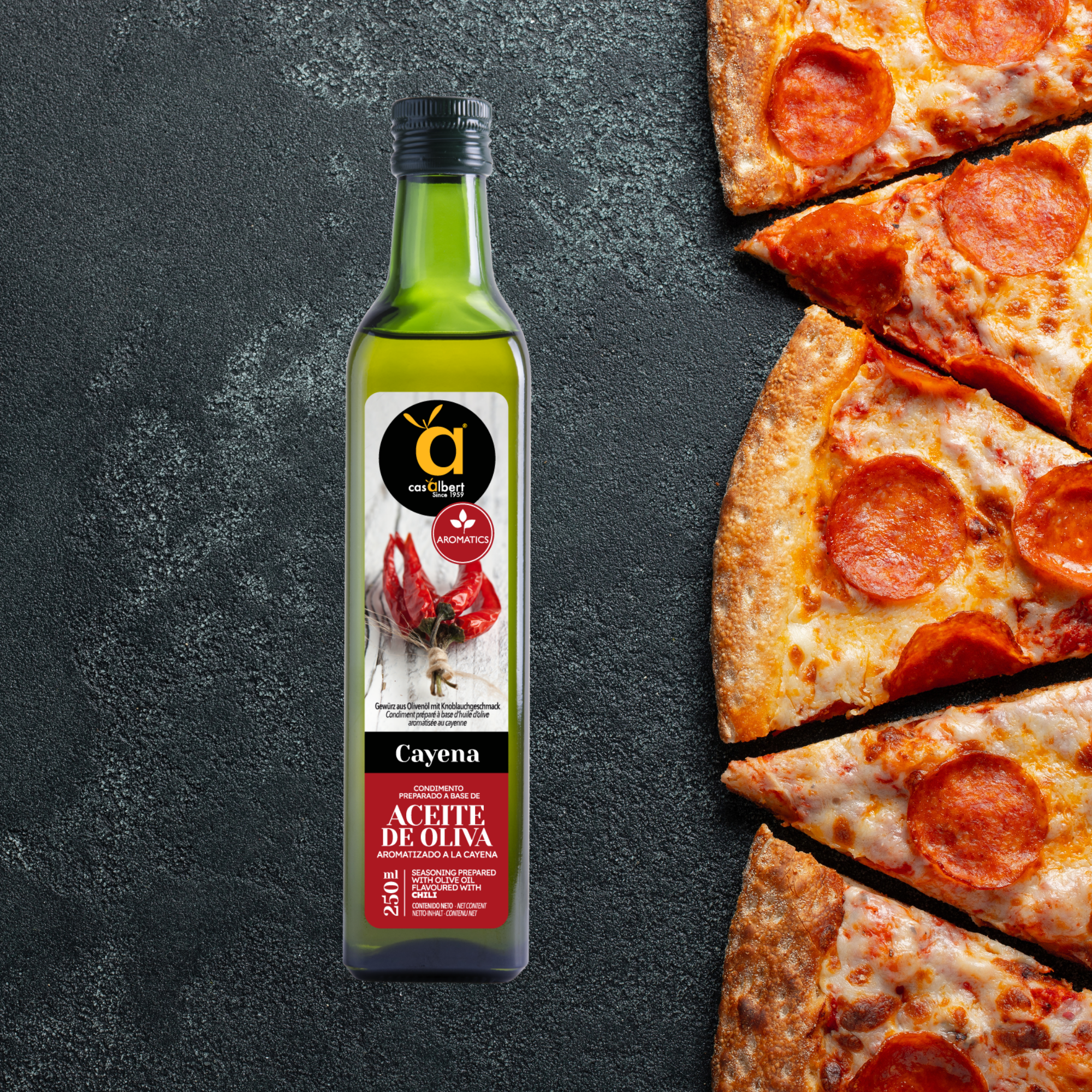 Aceites Albert - Wholesale Hot Sauce - Cayenne-flavored olive oil 250Ml2