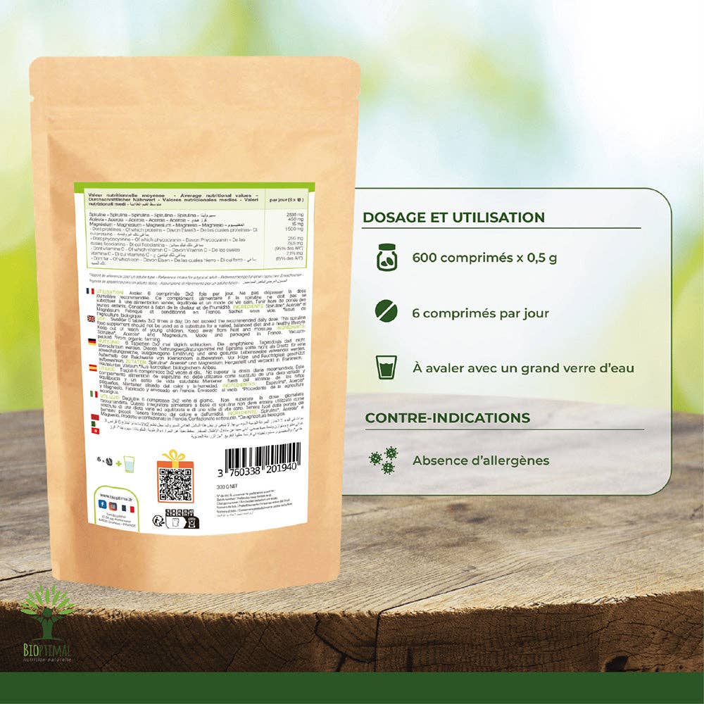 Bioptimal - Wholesale Voedingssupplement/vitamine - Mix Spirulina en Acerola bio tabletten - Bioptimal2