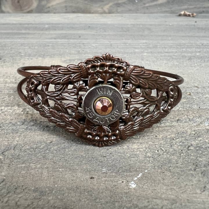 Koperen Rol Filigraan Kogel Manchetarmband voor wholesale door Jill's Jewels