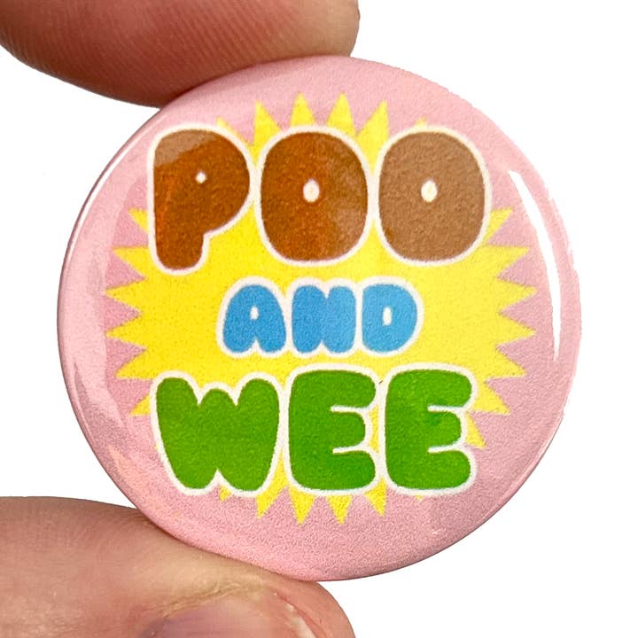Poo & Wee Button Pin Badge for wholesale by Bite Your Granny