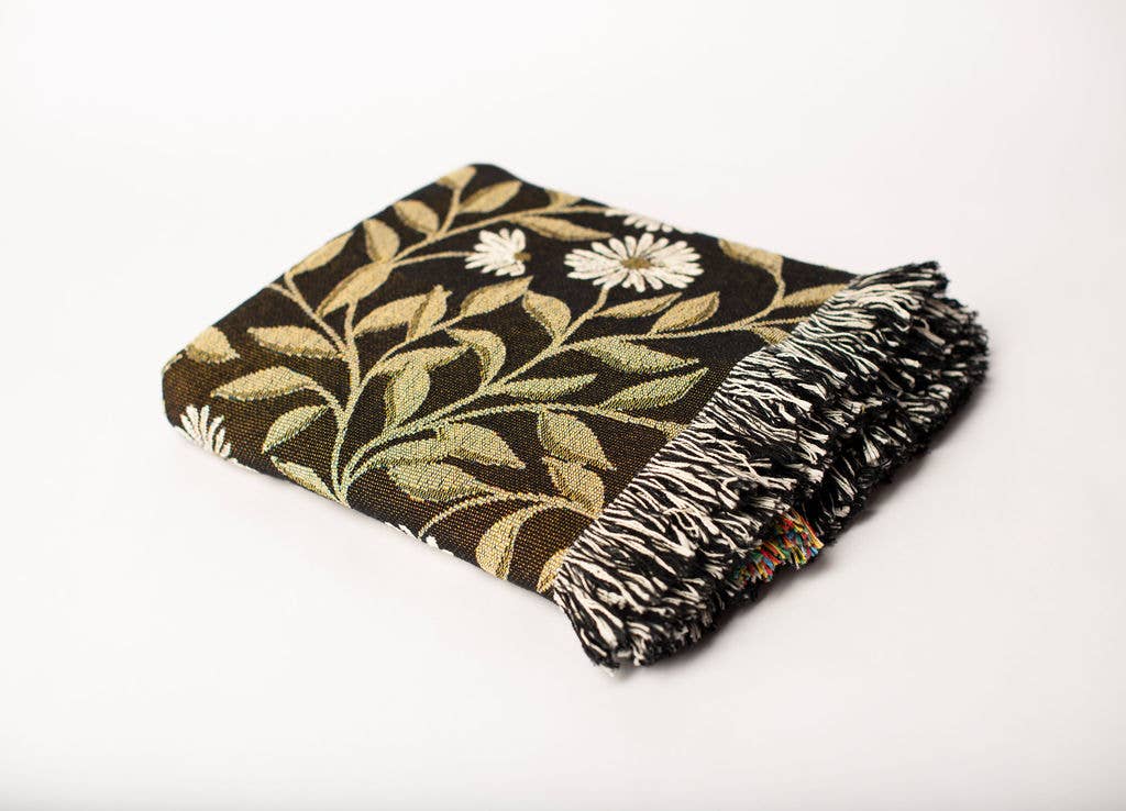 Kindly Woven - Wholesale Throw Blanket - May Blanket – Bramble - Artist Collab – Fringe – USAmade1