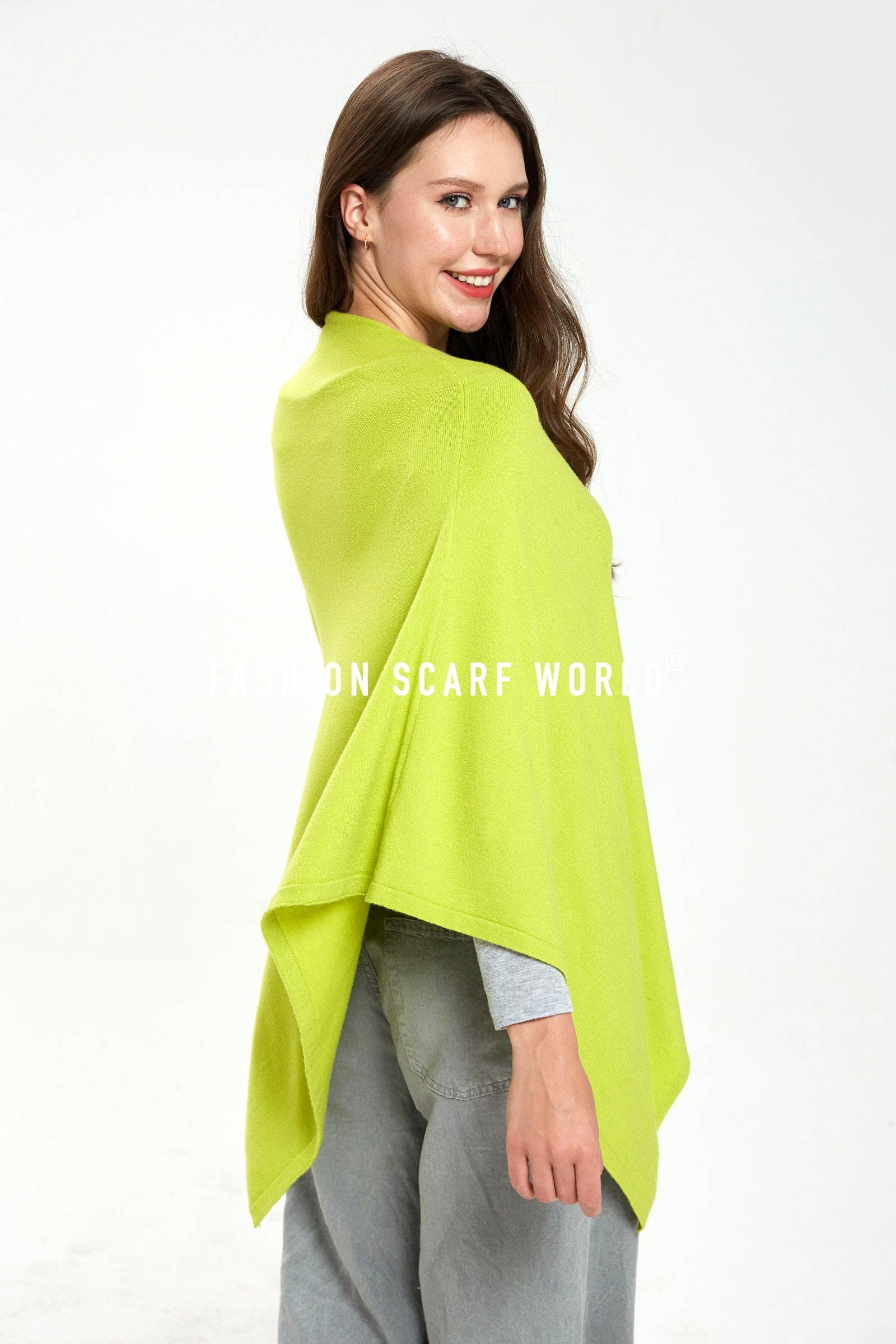 Fashion Scarf World - Vente Poncho – femme - Poncho uni en laine confortable17