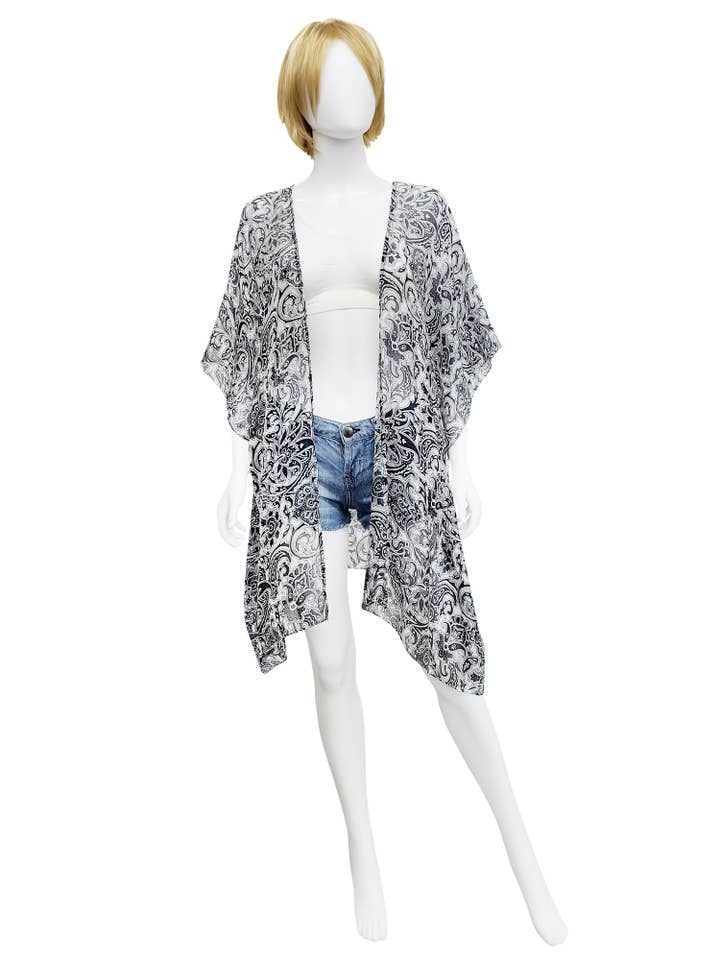 Castalia Airy Printed Silk Kimono for wholesale by Raj Trading & Imports (USA) Inc.