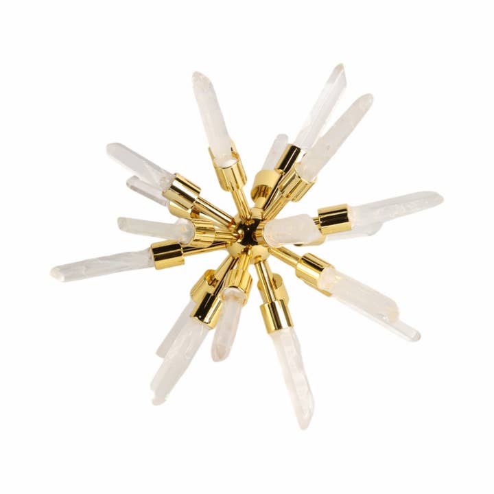 Sagebrook Home - Wholesale Decorative Tabletop Object - Metal Glass Small Crystal Starburst Statuary - Gold, 8 in.7
