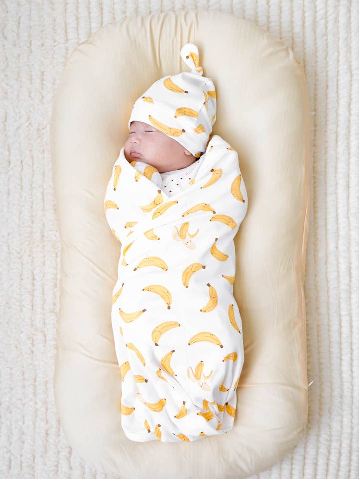 Ekologisk bomullsbabyfilt - Bananer för wholesale av Lūmmi in Colour Babywear