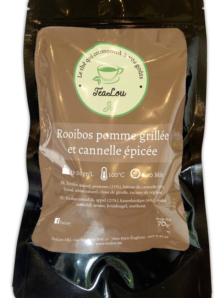 Rooibos grilled apple and spicy cinnamon - 70g bag for wholesale by Tealou
