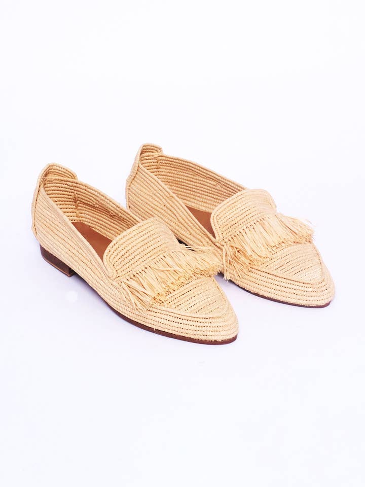 Raffia Mokassins Slipper für Damen, Raffia Mokassins, Ballett, Raffia, flache Freizeitschuhe, marokkanische Raffia-Schuhe für den Großhandel von isli and tisli