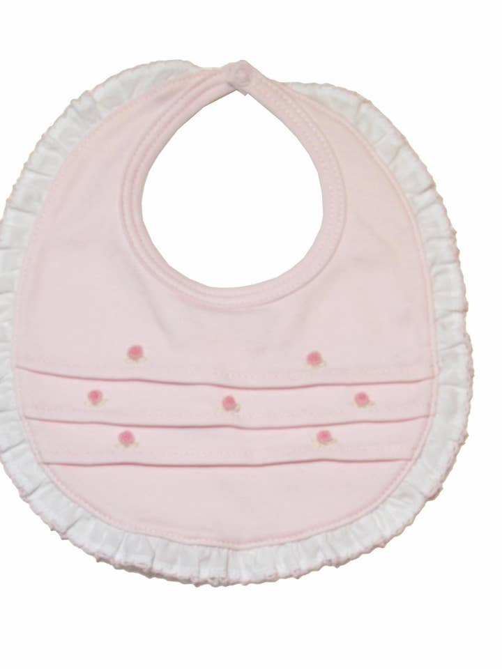 Rose Buds Babylätzchen aus Pima-Baumwolle für Mädchen, Rosa für den Großhandel von Baby Threads