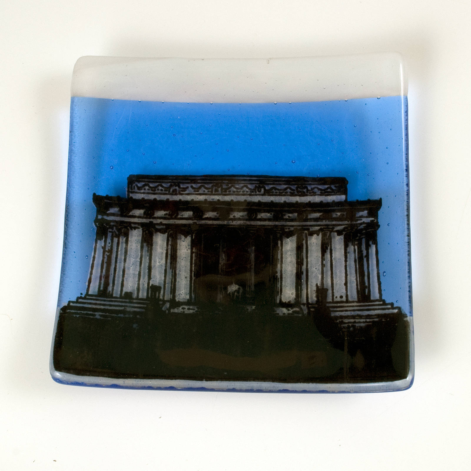 Kiku Handmade | Contemporary Fused Glass Home Goods - Wholesale Decorative Plate/Dish/Bowl - Washington DC Lincoln Memorial Fused Glass 4.5" Catch-all Dish0