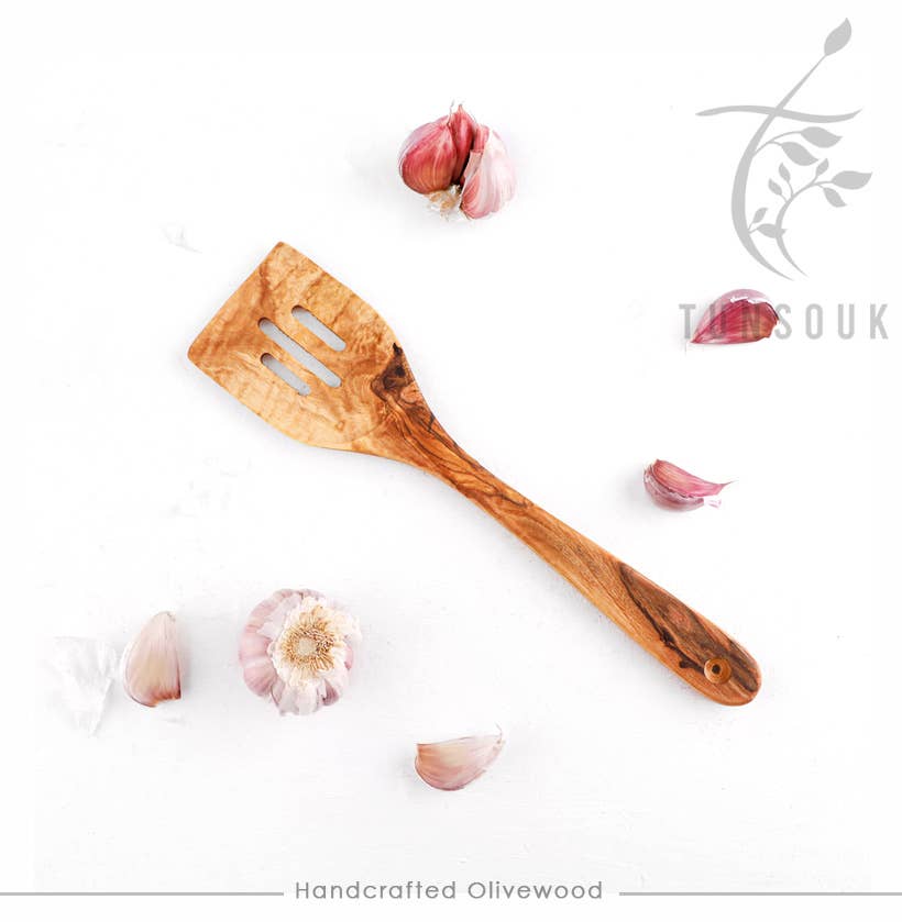 Handcrafted Olivewood - Wholesale Spatula/Turner - Olive Wood Slotted Spatula, Handmade1