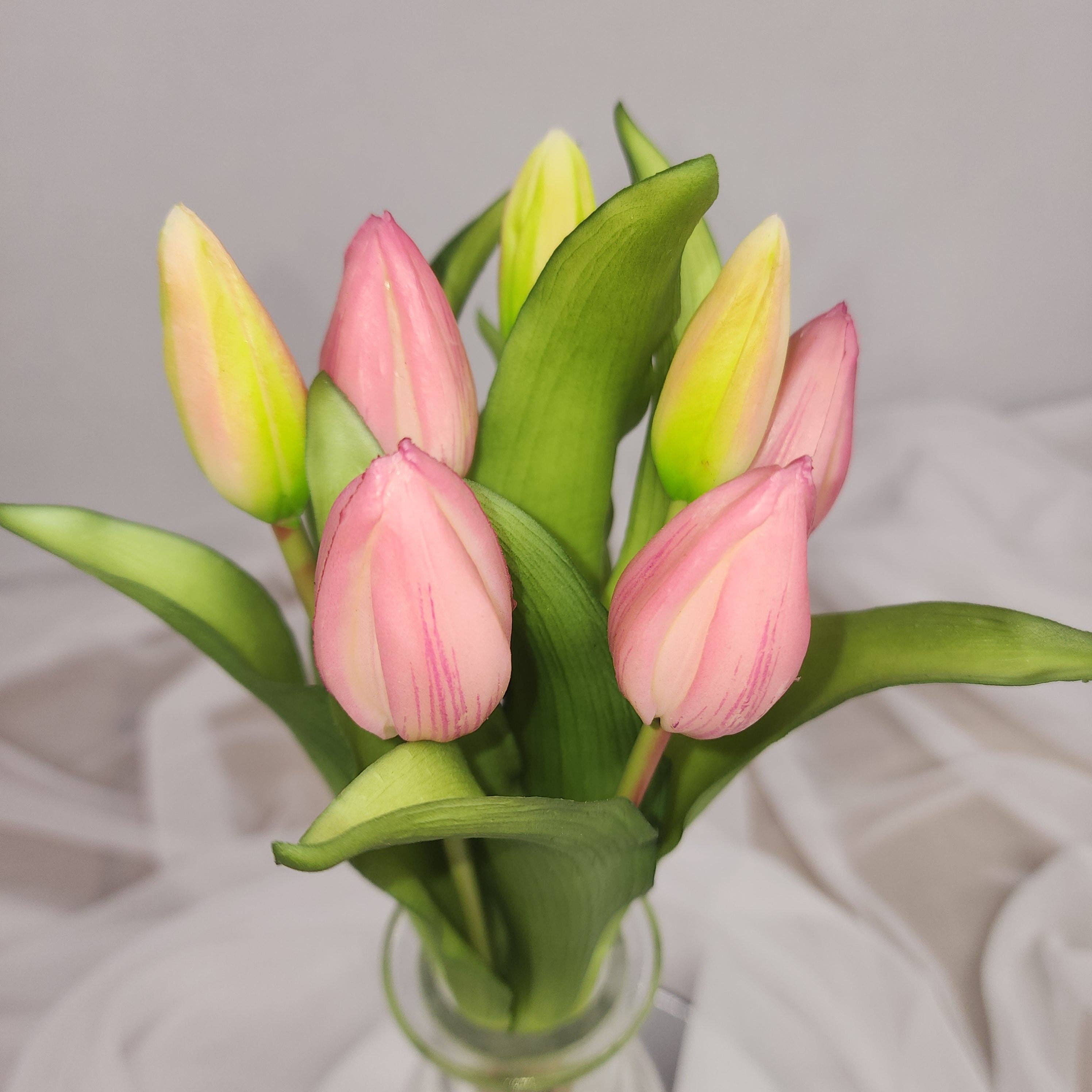 Realistic Artificial Flowers - Wholesale Artificial flowers - Pink Real Touch Tulip Bunch - Realistic Artificial Flowers3