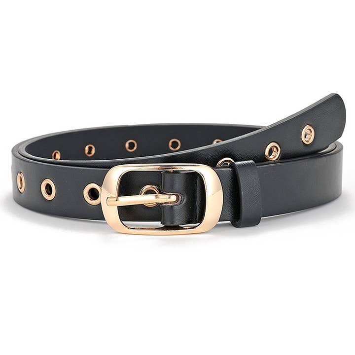 TRENDY FASHION SIMPLE EYELET LEATHER BELT_CWABE065 for wholesale by ACCITY