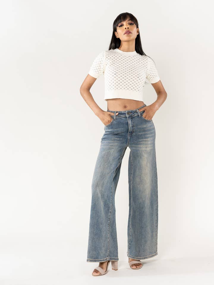 Nina Carter Super Wide Leg High Waist Stretch YY300 for wholesale by Nina Carter