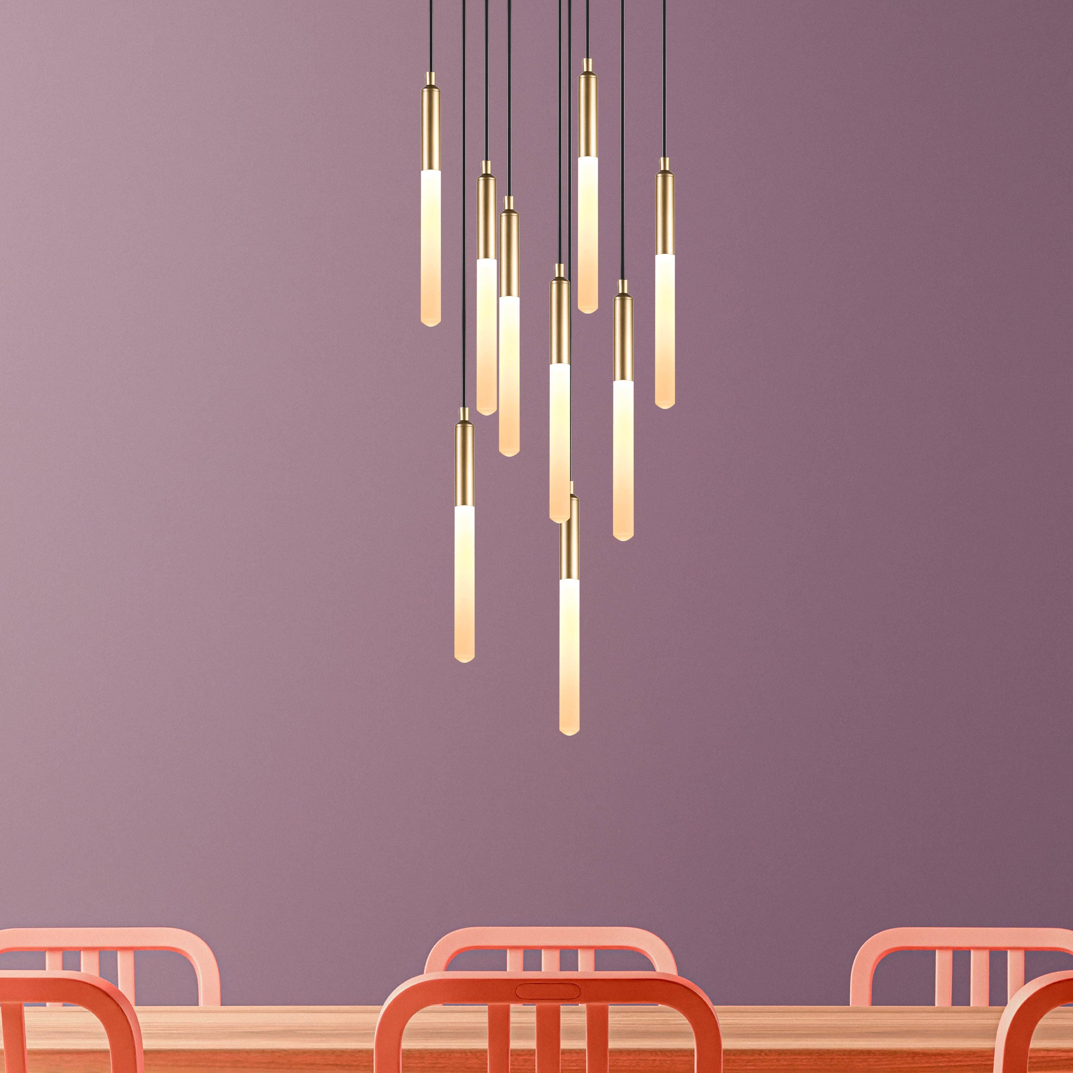 Eclipse Lighting – Engroshandel Lysekrone/pendellampe – LED-rør Moderne Multi Vedhængslampe til Trappe, Trappeopgang Lysekrone, Slankt Rør Vedhængslampe, 3 Etagers Vedhængslampe, Lysarmatur20