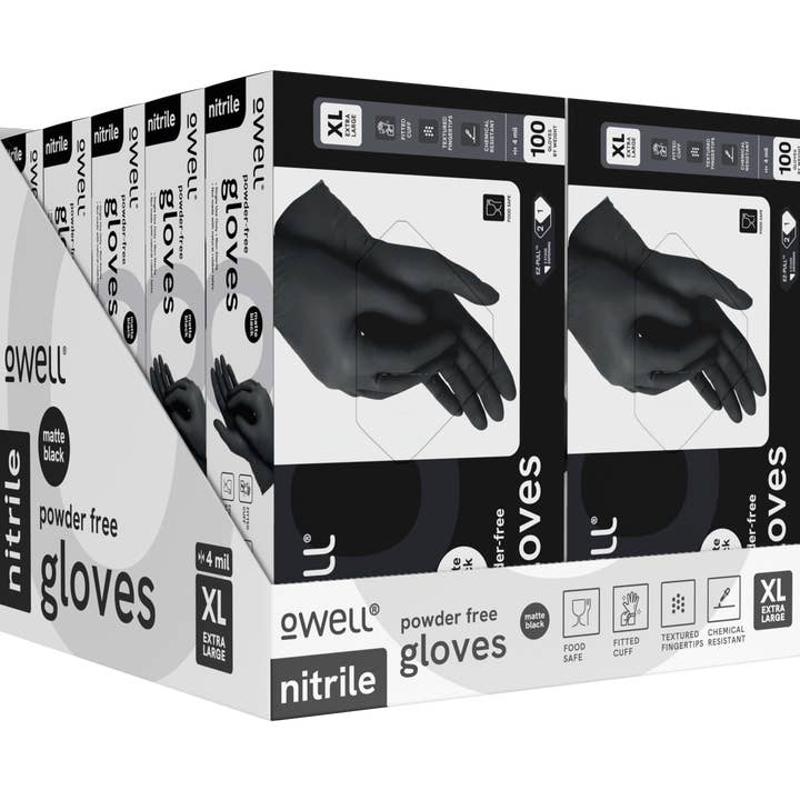 OWELL LLC - Wholesale Cleaning Gloves - OWELL Black 4mil Nitrile Disposable Gloves (100 Count)5
