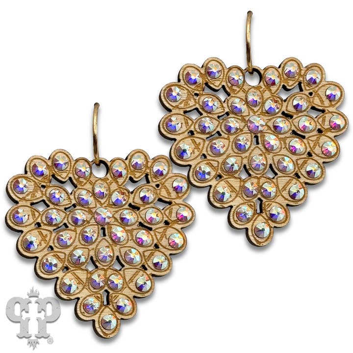 Pink Panache Brands - Wholesale Dangle Earrings - Laser cut rhinestone heart earring9
