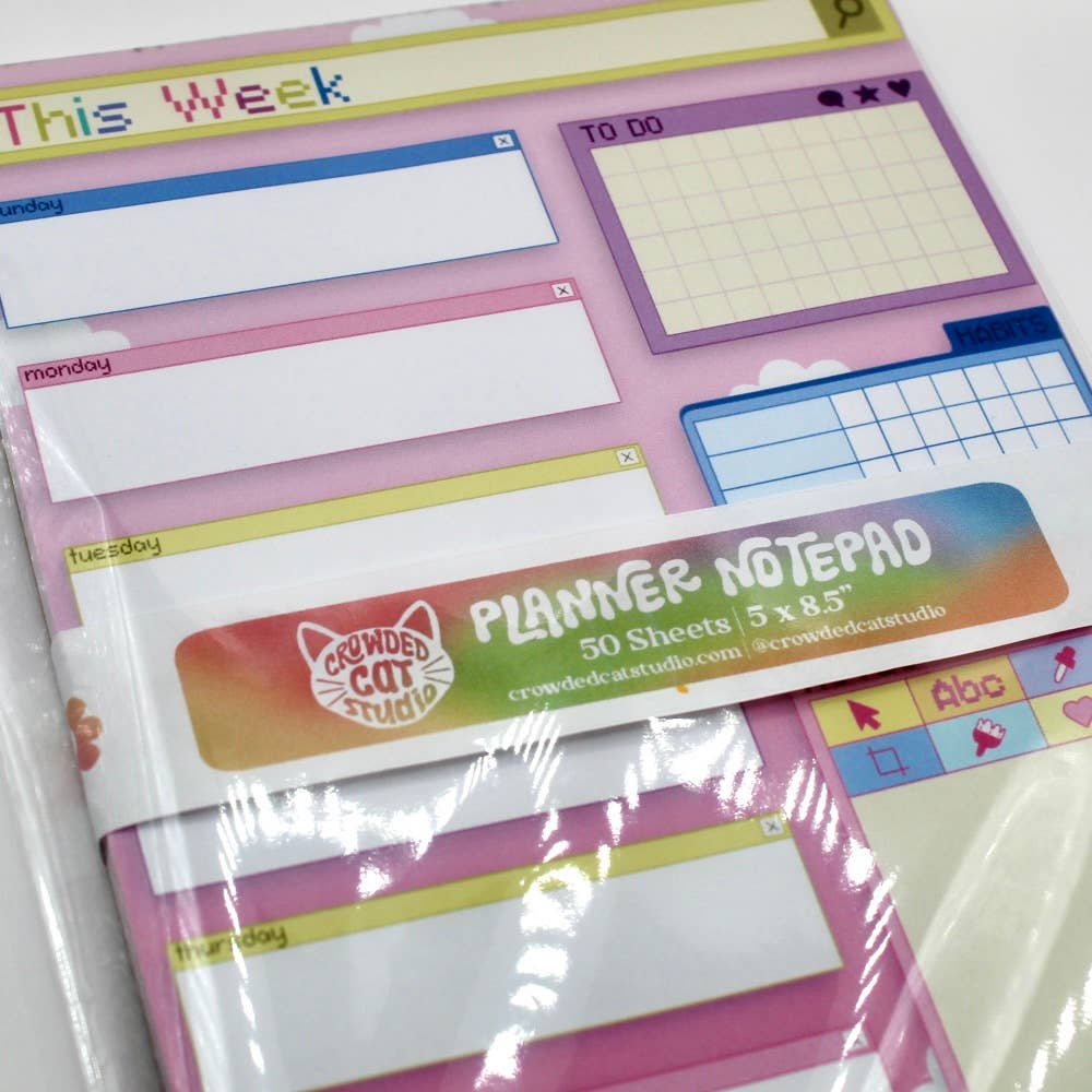 Crowded Cat Studio - Wholesale Planner - Weekly Planner Notepad, To Do List, Tracker, 5.5 x 8.5 in1