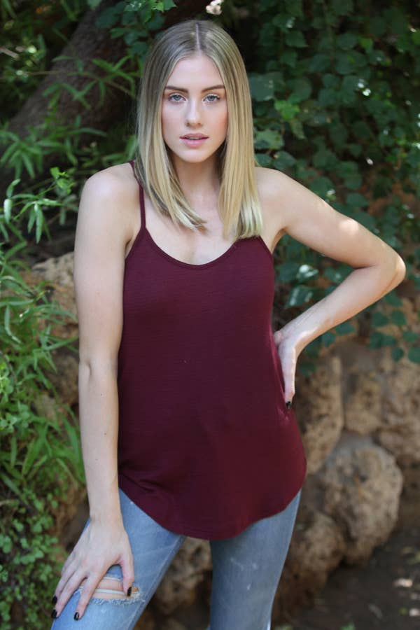 ANGIE - Vente Caraco – femme - DÉBARDEUR CAMISOLE À OURLET ARRONDI X2543-ASIS À DOS NAGEUR39