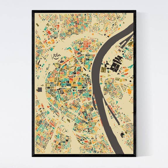 Köln - Mosaic - A3 Framed City Map - Poster for wholesale by Art in Maps