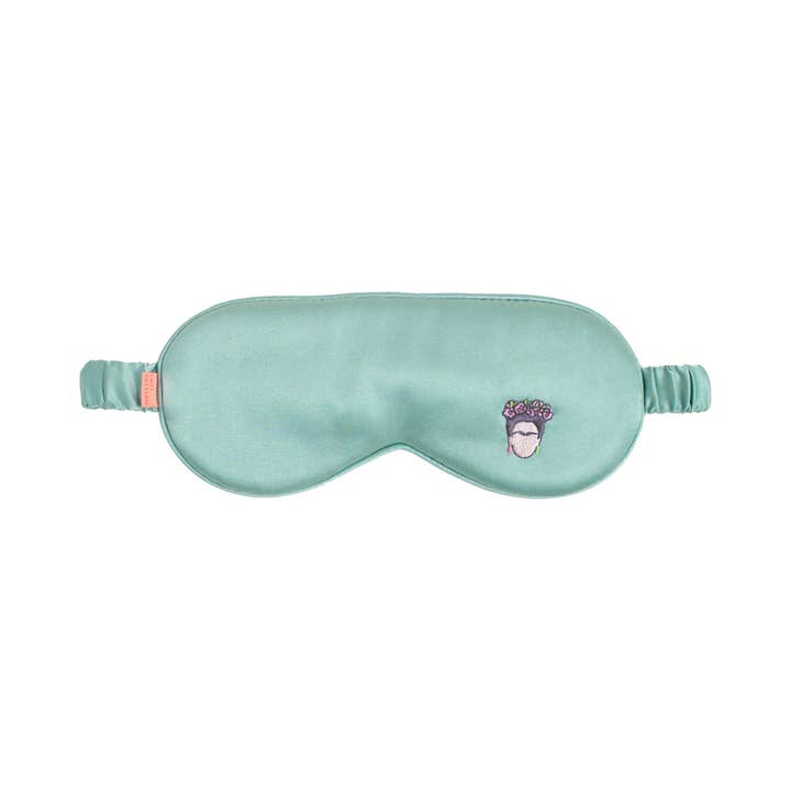 "Frida" Silk Sleep Eye Mask - Teal for wholesale by Lost Pattern NYC
