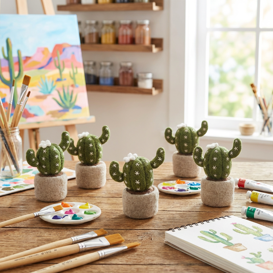 Felt So Good - Wholesale Decorative Tabletop Object - Handmade Felt Biodegradable Fake Miniature Plant Decoration7