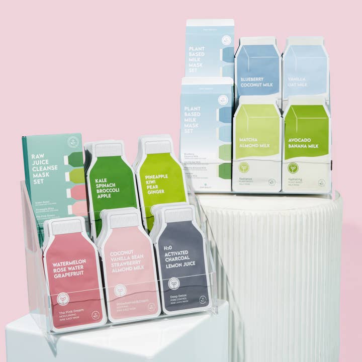 ESW Beauty - Wholesale Retailer Display - Beauty & Wellness - 2 Tier Clear Acrylic Sheet Mask Display (Fixture Only)2