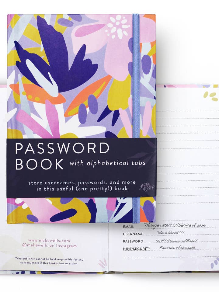Carnet de mots de passe avec onglets alphabétiques - Pastel Florals pour la vente par Makewells