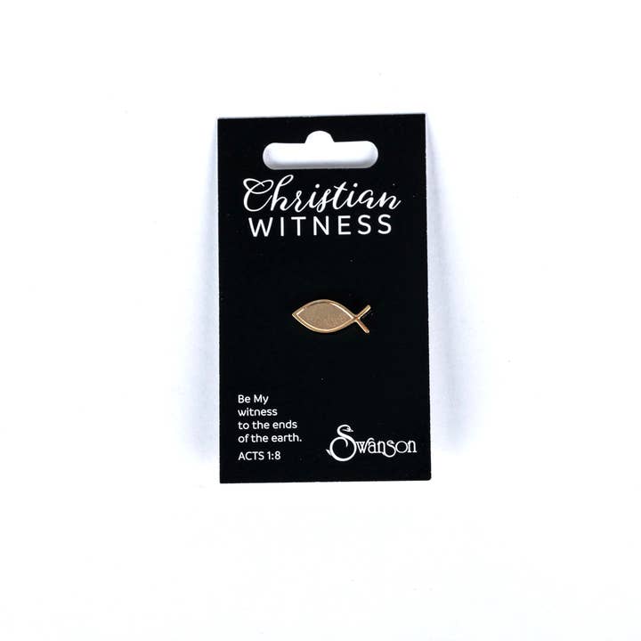 Swanson Christian Products - Wholesale Lapel Pin/Button - Lapel Pin Christian Fish - Gold - 6pk