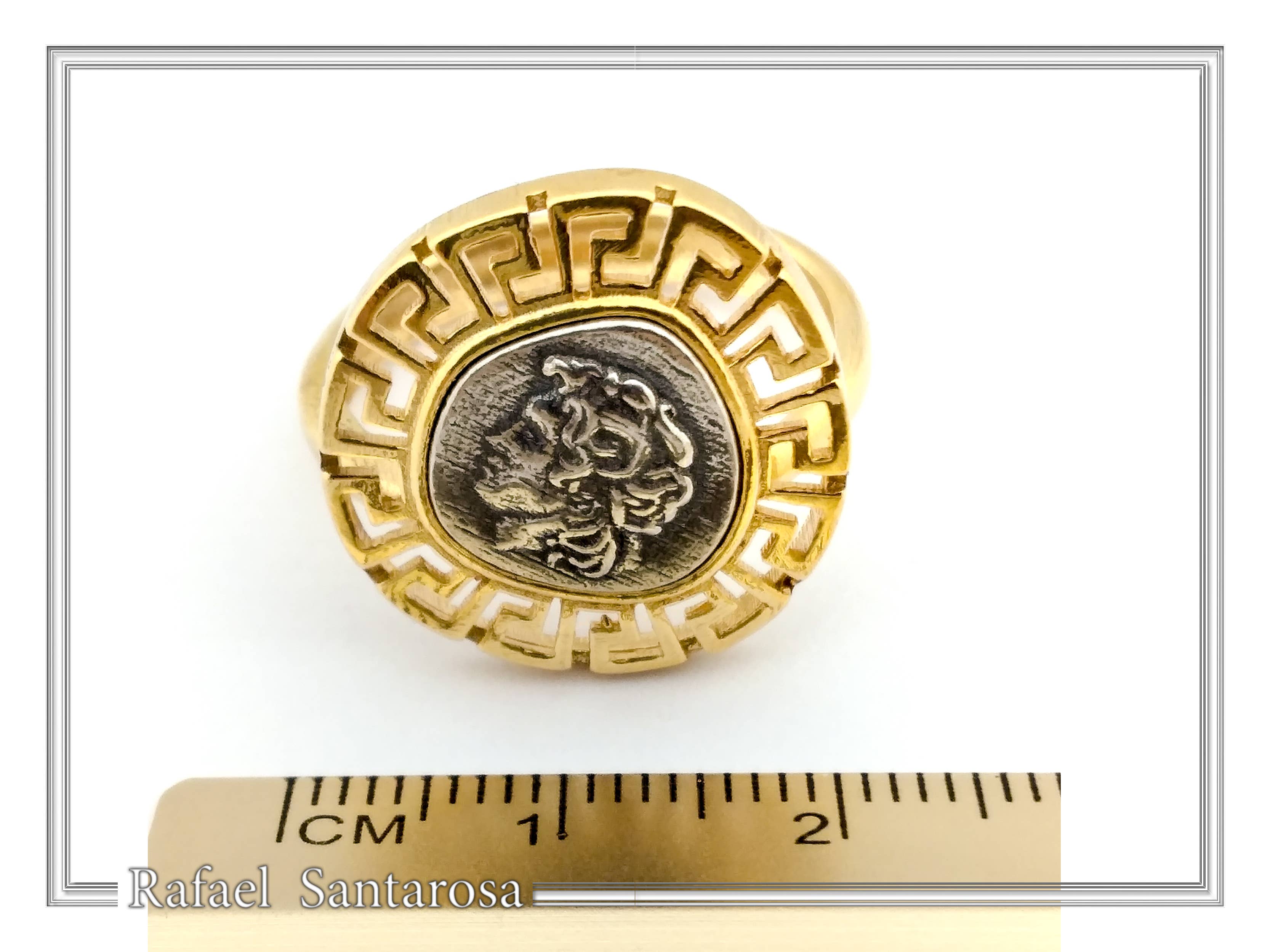 RAFAEL SANTAROSA - Venta al por mayor Anillos grandes/de cóctel - Anillo ajustable de Alejandro Magno, moneda griega sobre plata7