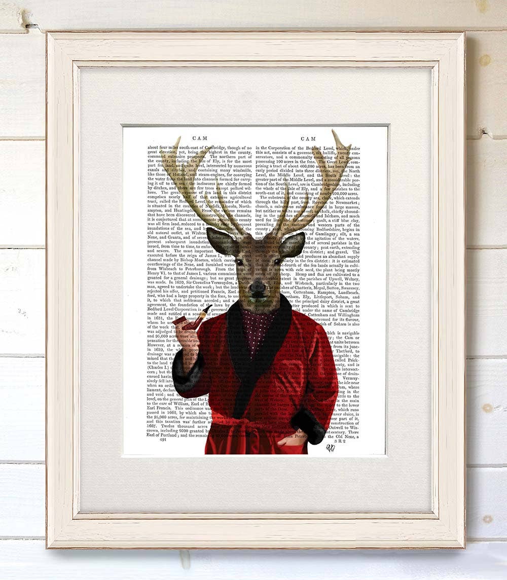 FabFunky Ltd - Wholesale Art Print - Deer in Smoking Jacket, Book Print / Art Print / Wall Art1