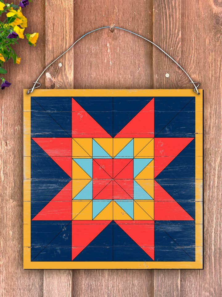Star Barn Quilt Door Hanger for wholesale by Steel Southern Designs