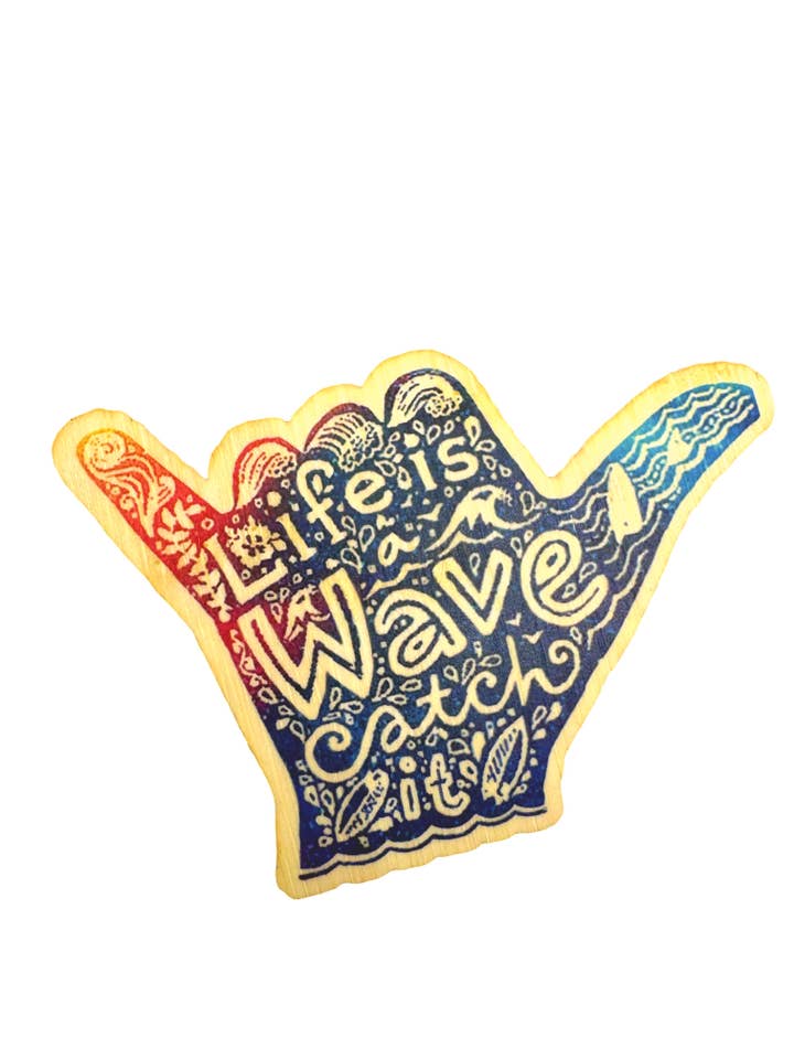 "Life is a Wave" Bamboo Sticker for wholesale by The Sunset Shop